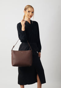 Victoria Genuine Leather Handbag (Brown)